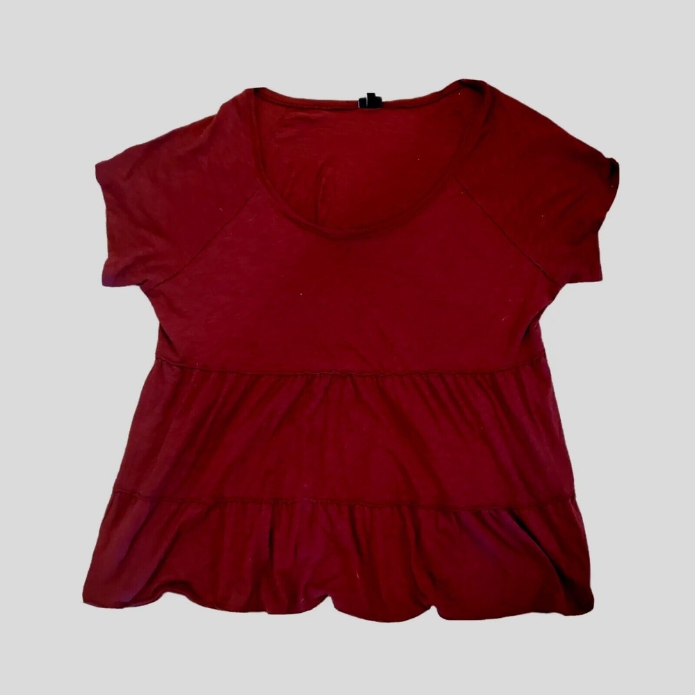 Torrid 2021 Burgundy Red Size 4 Cotton Blend Short Sleeve Blouse Top